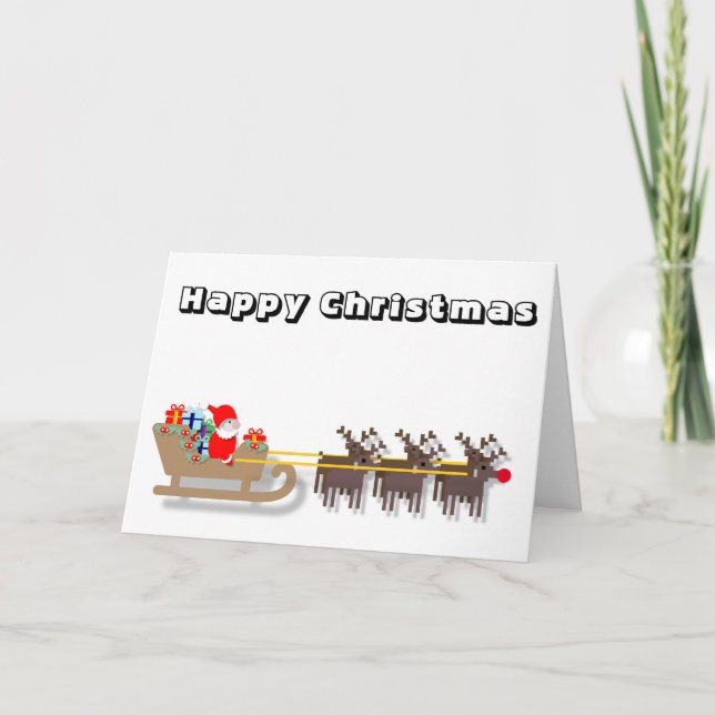 Tarjeta Navidades divertidos de Santa y Sleigh (Anverso)