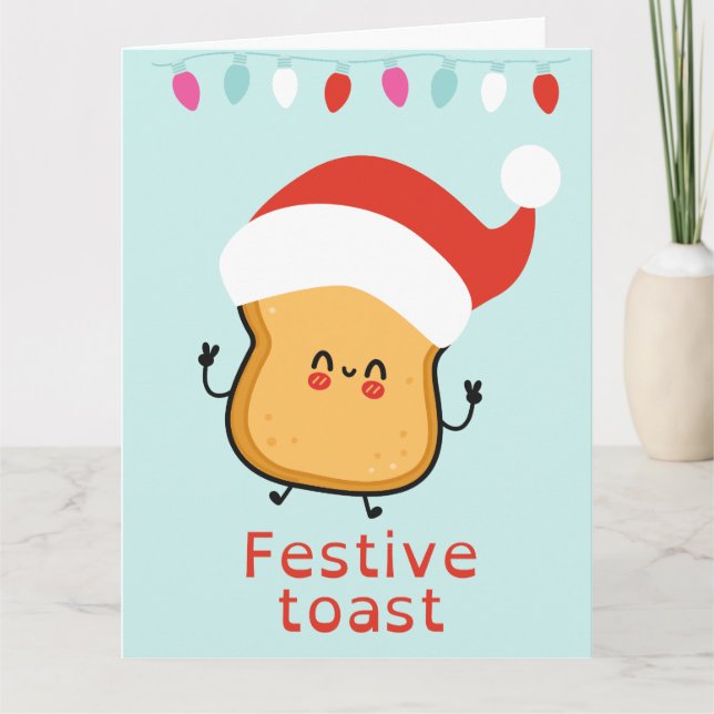 Tarjeta Navidades divertidos de tostadas festivas (Anverso)