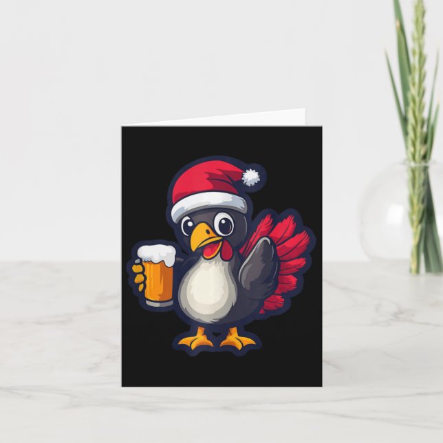 Tarjeta Navidades divertidos de Turquía con cómico de cerv (Anverso)