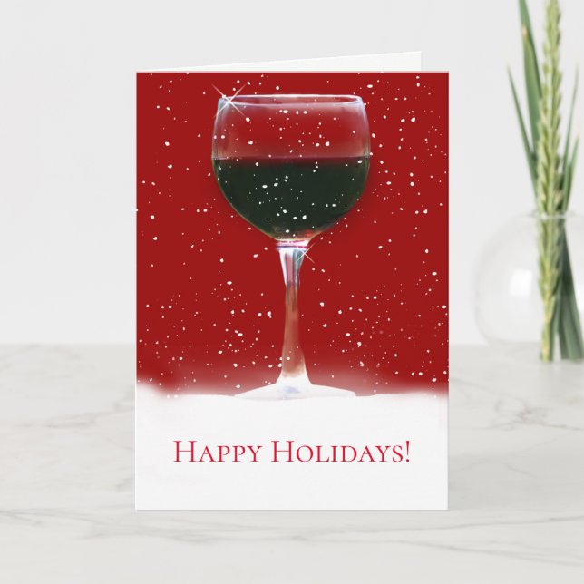 Tarjeta Navidades divertidos de vino de vacaciones (Anverso)
