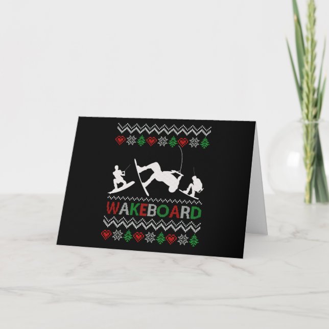 Tarjeta navidades divertidos de wakeboard (Anverso)