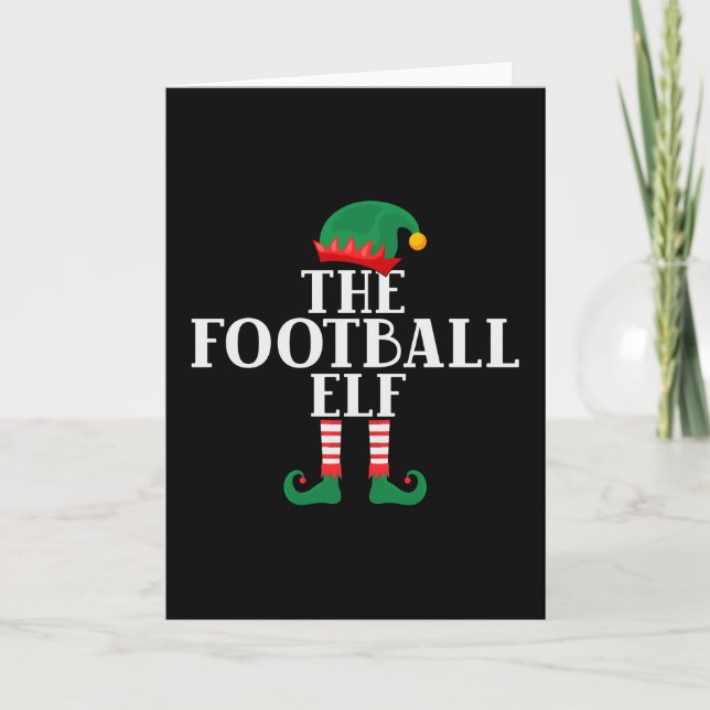 Tarjeta Navidades divertidos del elfo del fútbol (Anverso)