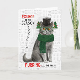 Tarjeta Navidades divertidos del gato británico gris Short