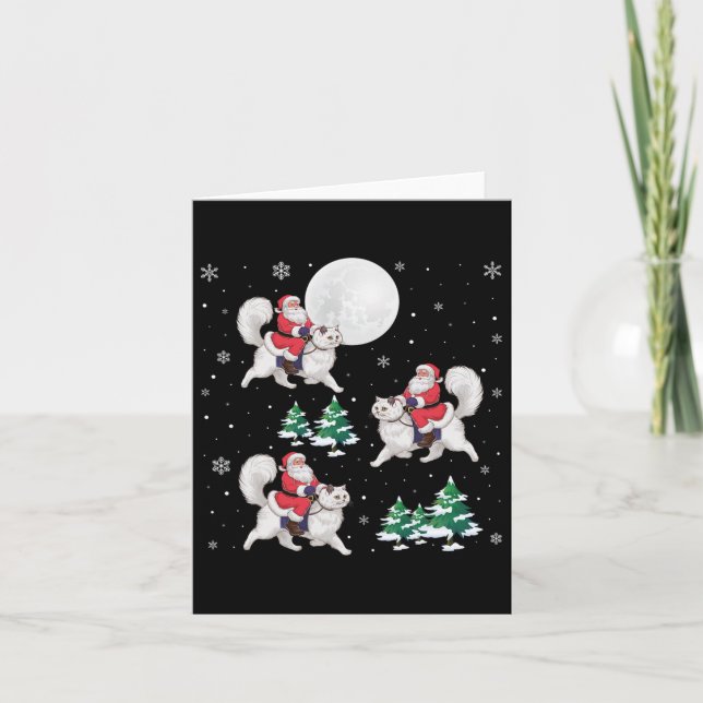 Tarjeta Navidades divertidos del gato persa en Santa Ridin (Anverso)