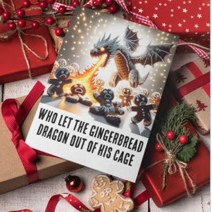 Tarjeta Navidades divertidos: Dragón de pan de jengibre en