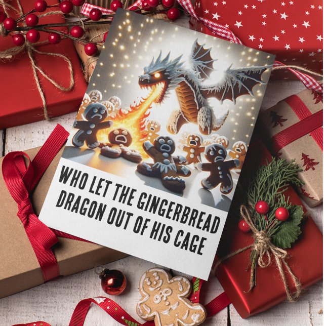 Tarjeta Navidades divertidos: Dragón de pan de jengibre en (Subido por el creador)
