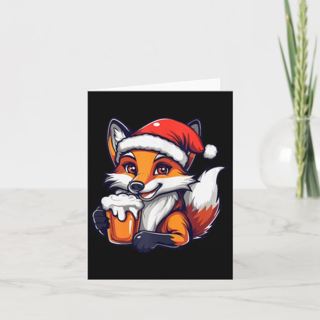 Tarjeta Navidades divertidos Fox con Beer Comic (Anverso)