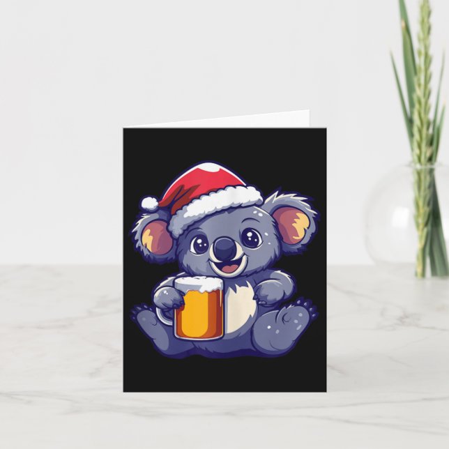 Tarjeta Navidades divertidos Koala con Beer Comic (Anverso)