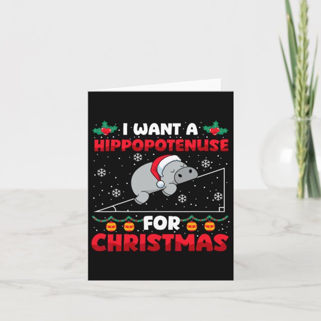 Tarjeta Navidades divertidos Maestra Hippopotenuse Math Lo (Anverso)