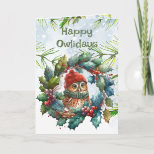 Tarjeta Navidades divertidos Owen Animal Willife Nature