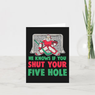 Tarjeta Navidades divertidos Santa Ice Hockey Goaltender 1