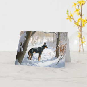 Tarjeta Navidades Doberman Pinscher Let It Snow