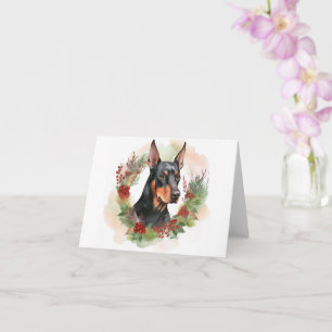 Tarjeta Navidades Doberman Wreath Festive Pup