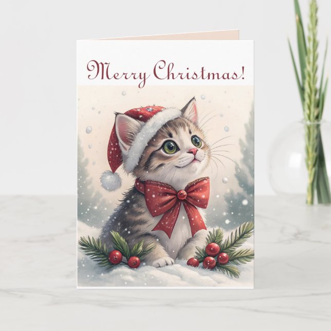 Tarjeta Navidades editables Kitty (Anverso)
