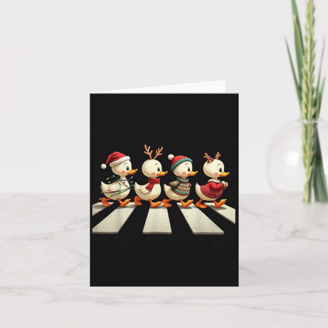 Tarjeta Navidades educados bebé ducks desfile cruzado feri (Anverso)