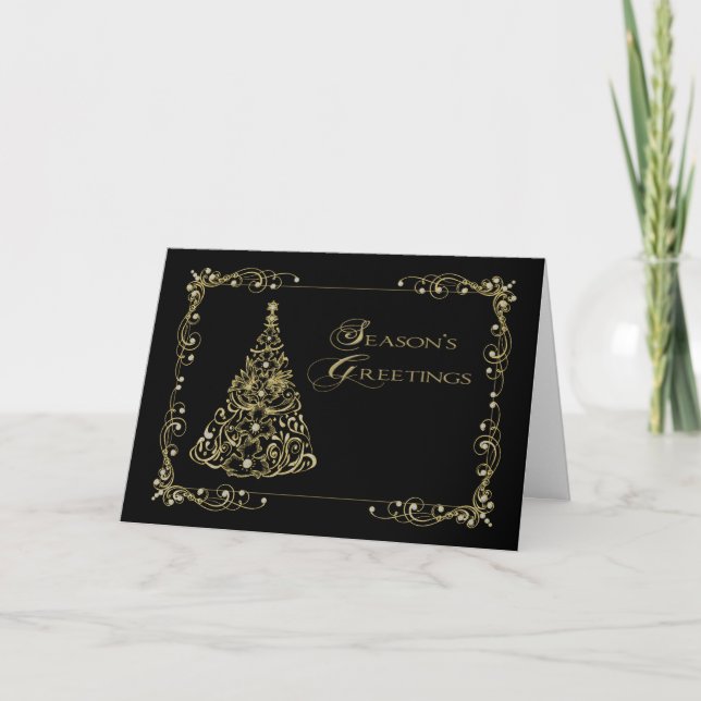 Tarjeta Navidades, el árbol de oro de los saludos de tempo (Anverso)