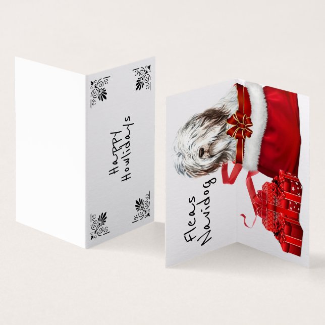 Tarjeta Navidades El pastor inglés Santa Sack DIY desea (Interior y exterior)