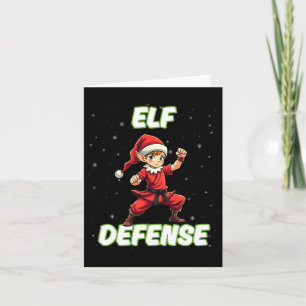 Tarjeta Navidades Elf Defense Funny Martial Arts Karate Ki