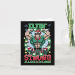 Tarjeta Navidades Elf Gym entrenan con fuerza en Elfin tod