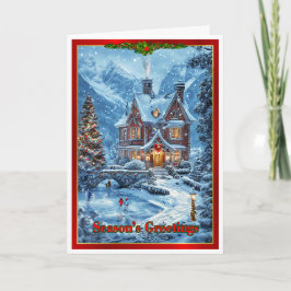 Tarjeta Navidades en el estanque familiar