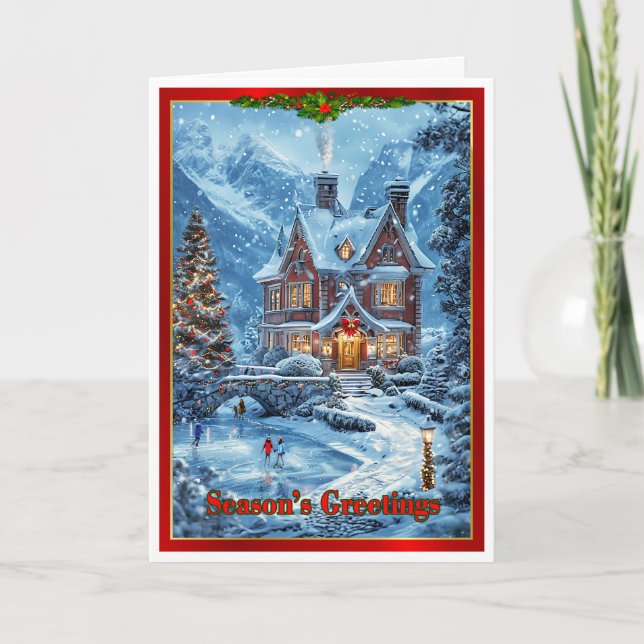 Tarjeta Navidades en el estanque familiar (Anverso)