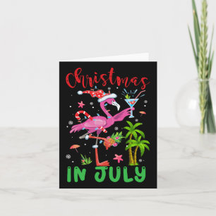 Tarjeta Navidades En Julio Flamingo Santa Summer Xmas Muje