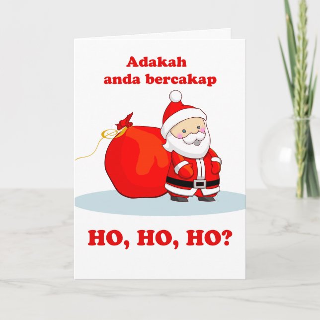 Tarjeta Navidades en malayo, ¿hablas Ho, Ho, Ho? (Anverso)
