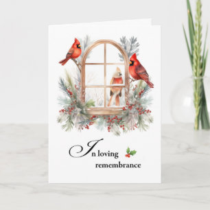 Tarjeta Navidades en memoria de las aves cardinales en inv