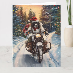 Tarjeta Navidades en motocicleta de la equitación del perr
