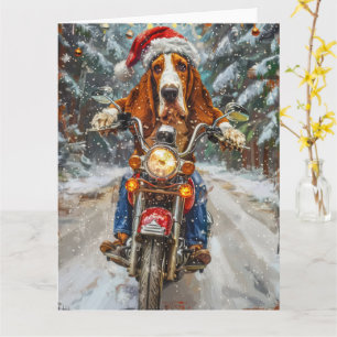 Tarjeta Navidades en motocicleta de paseos por perros en e