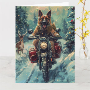 Tarjeta Navidades en motocicleta de Pastores de Perro de B