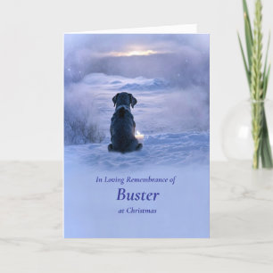 Tarjeta Navidades en recuerdo de Perro Amado con Nieve