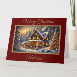 Tarjeta Navidades en una nevada carta de Navidades foresta