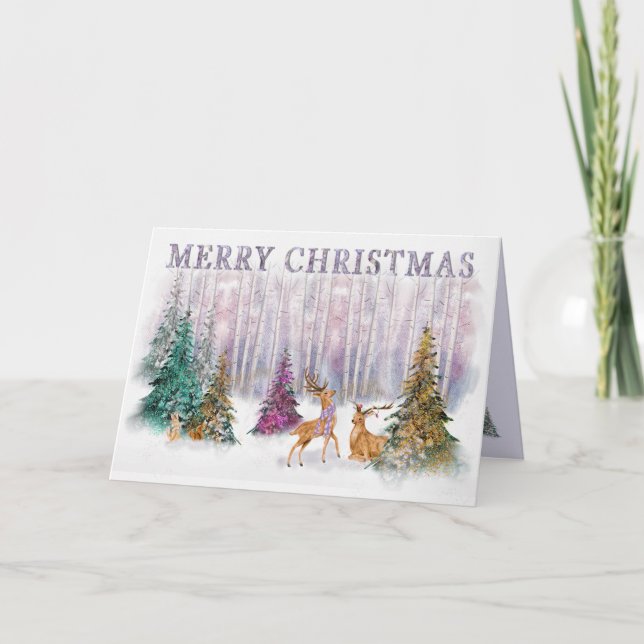 Tarjeta Navidades encantando el bosque con la carta de vid (Anverso)