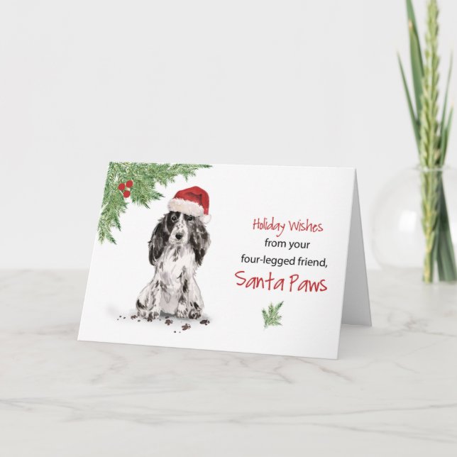 Tarjeta Navidades españoles de Cocker negro de perro en to (Anverso)