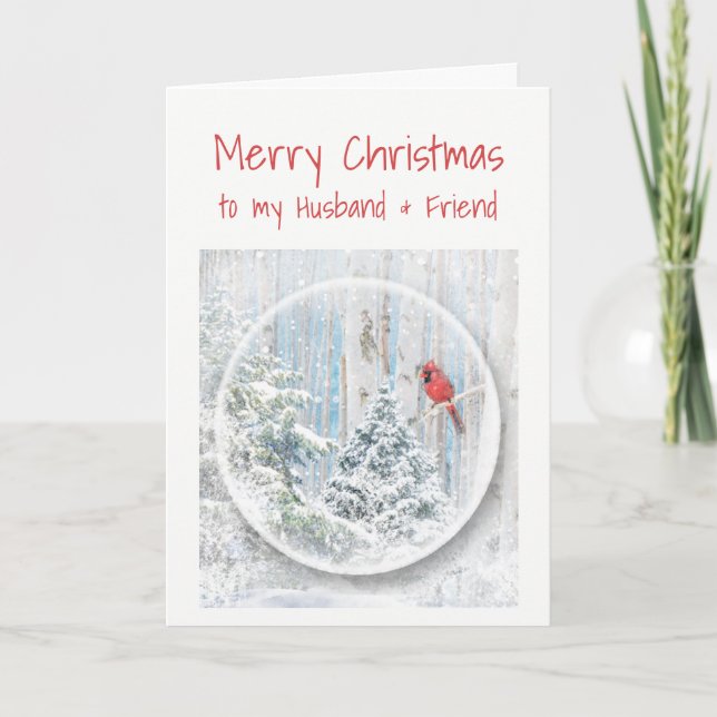 Tarjeta Navidades Esposo y amigo Cardenal Bird (Anverso)