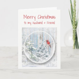 Tarjeta Navidades Esposo y amigo Cardenal Bird
