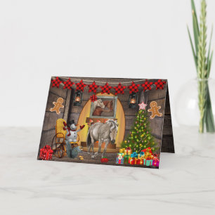 Tarjeta Navidades estables de caballos