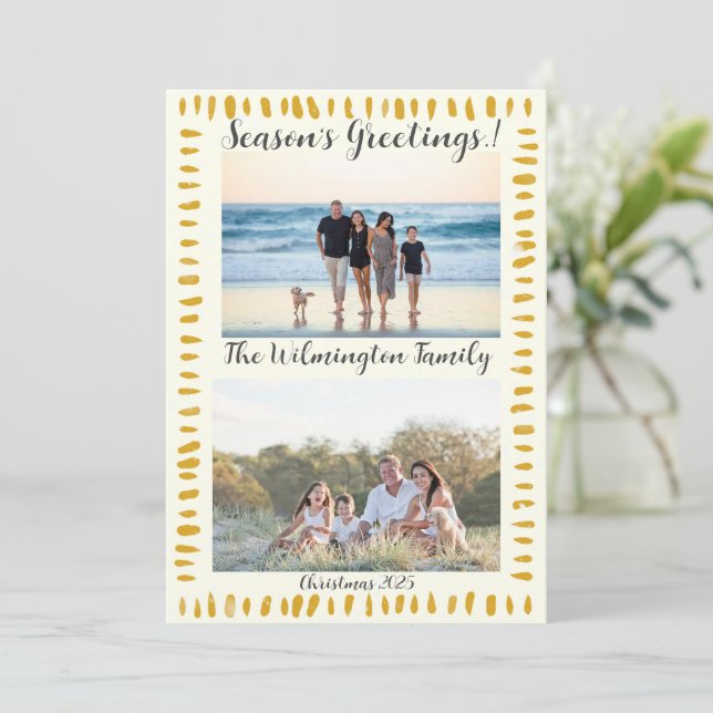Tarjeta Navidades estacionales de fotografía de la familia (Anverso de pie)