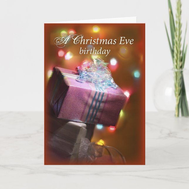 Tarjeta Navidades Eve Birthday Present (Anverso)