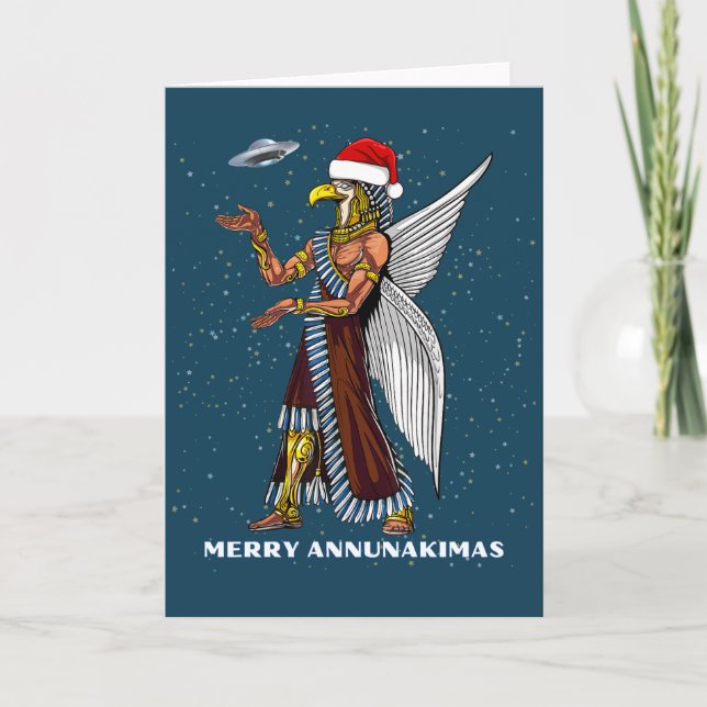 Tarjeta Navidades extranjeros del antiguo OVNI Annunaki (Anverso)