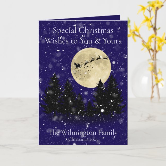 Tarjeta Navidades familiares de Santa Lughting se doblan (flor amarilla)