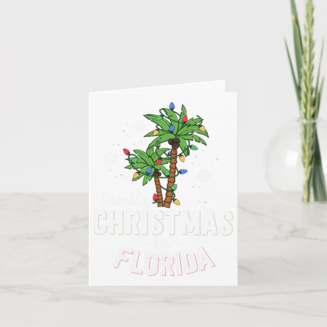 Tarjeta Navidades Familiares En Florida Palm Trees Xmas Be (Anverso)