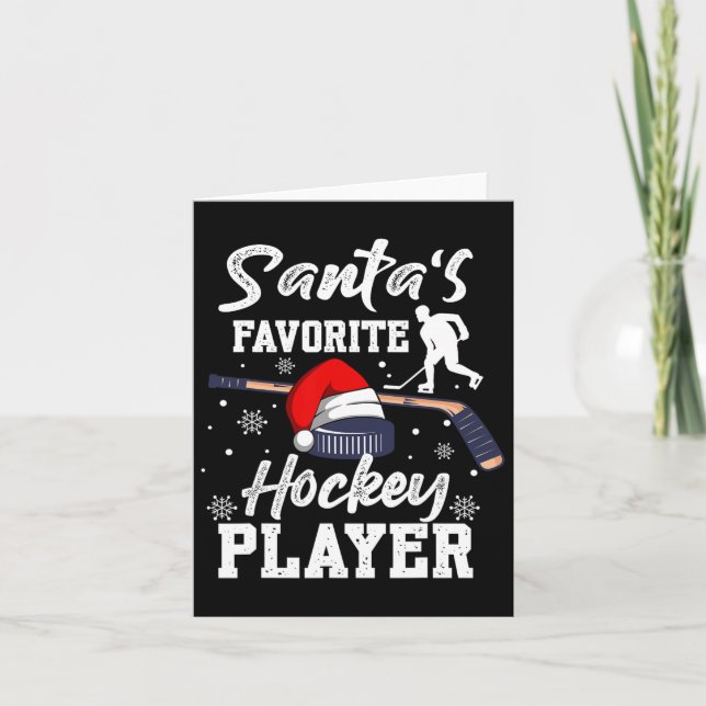 Tarjeta Navidades favoritos de hockey de Santa Ana Pajama  (Anverso)