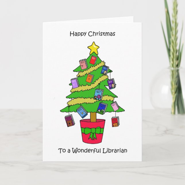 Tarjeta Navidades felices a una maravillosa biblioteca (Anverso)
