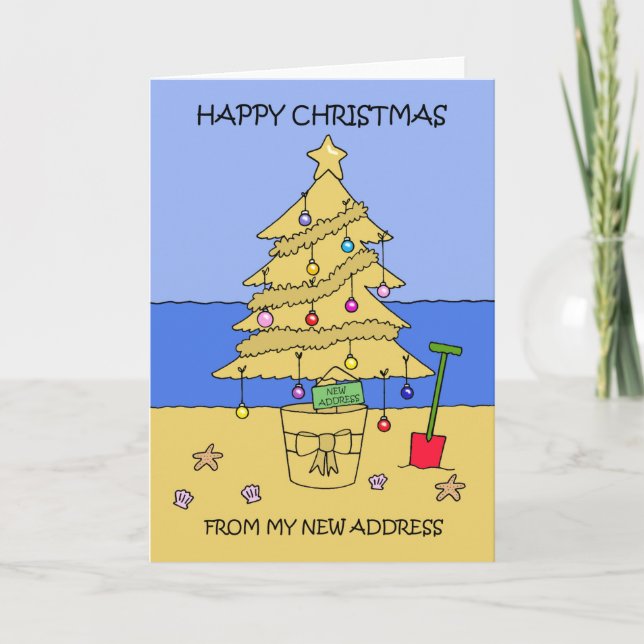 Tarjeta Navidades felices de una nueva casa a orillas de l (Anverso)