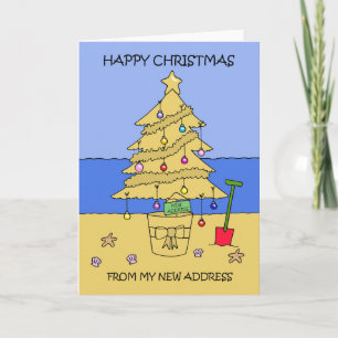 Tarjeta Navidades felices de una nueva casa a orillas de l