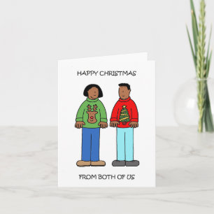 Tarjeta Navidades felices de una pareja afroamericana