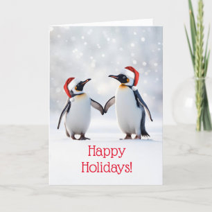 Tarjeta Navidades Felices Fiestas con Penguins Cute