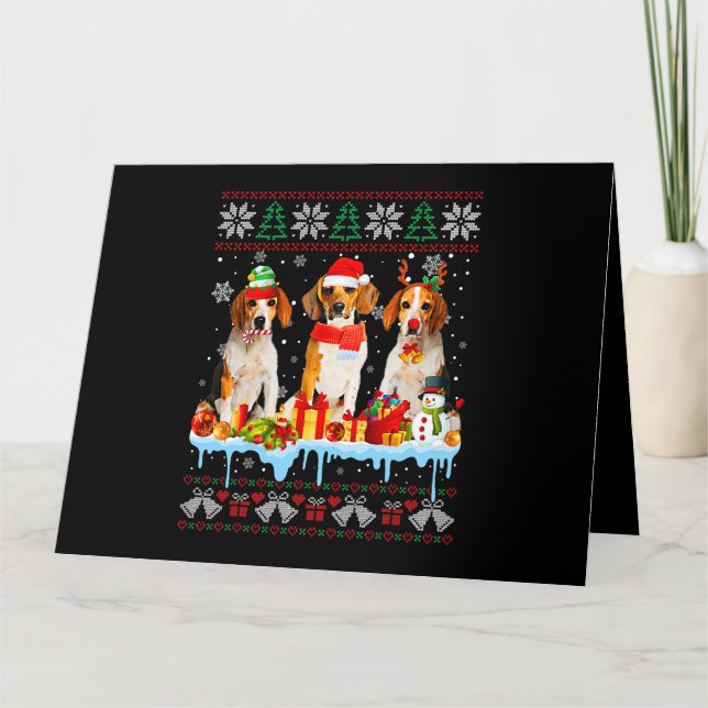 Tarjeta Navidades feos Beagle Dog Santa Xmas Costuma de pe (Anverso)